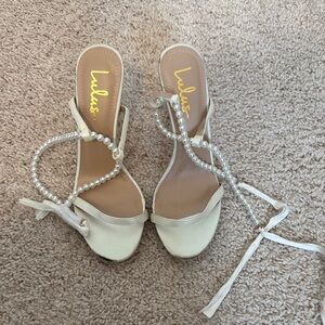 Lulu's Cream Pearl-Adorned Heels